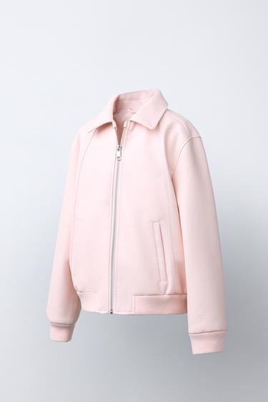 LEATHER EFFECT BOMBER JACKET - Pastel pink by Zara - Image 1