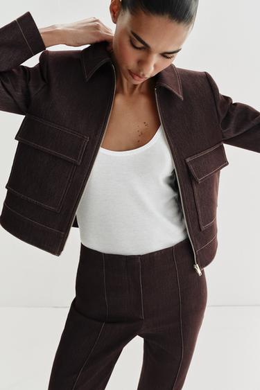 FLARE TROUSERS - Brown by Zara