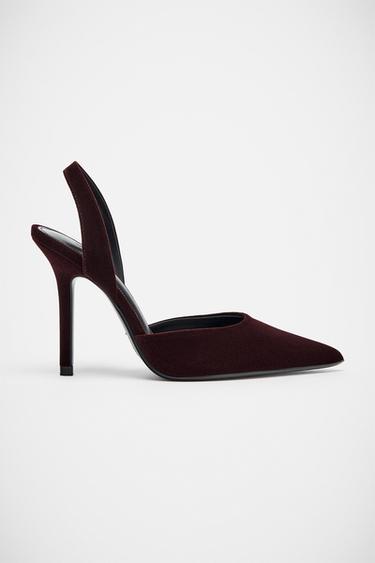 ZAPATO TACÓN EFECTO TERCIOPELO - Rojo Burdeos de Zara
