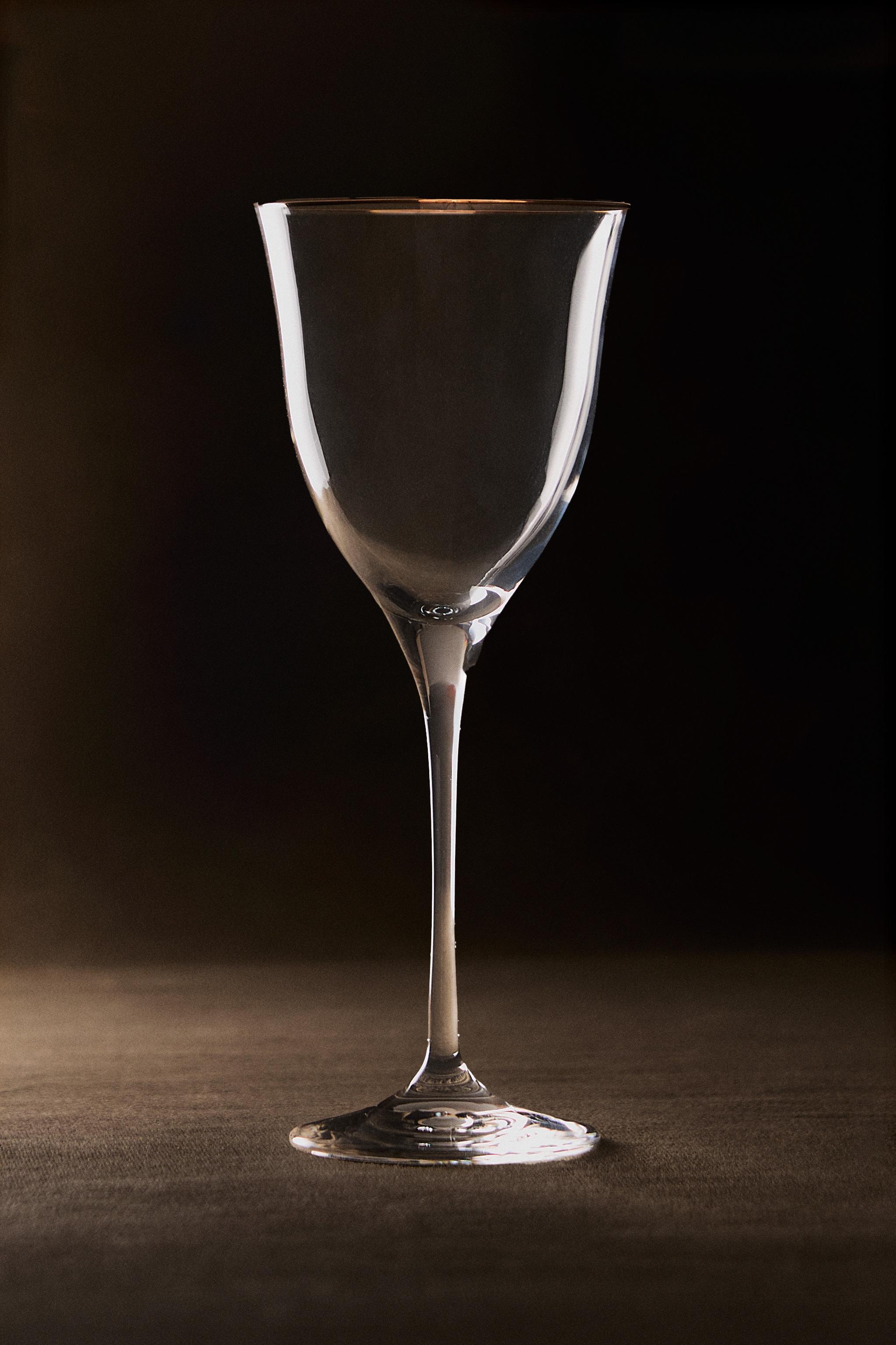 Crystalline Christmas Wine Glass with Gold Rim