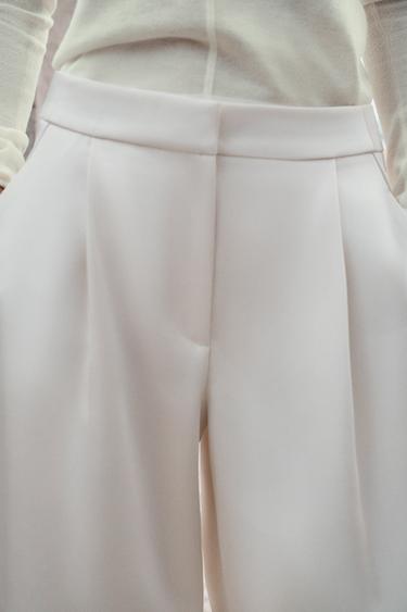 PANTALON BARREL SATINÉ - Écru de Zara - Image 2