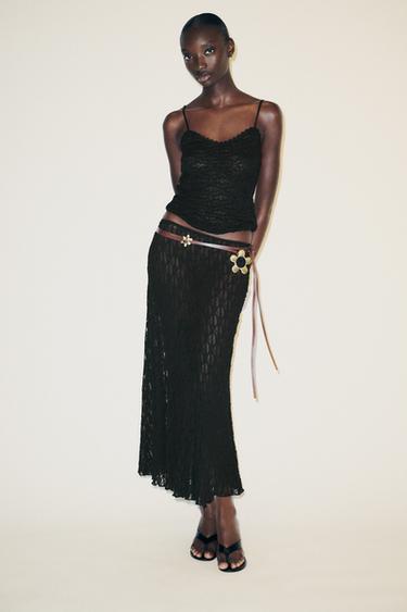 LACE STRAPPY TOP - Black by Zara