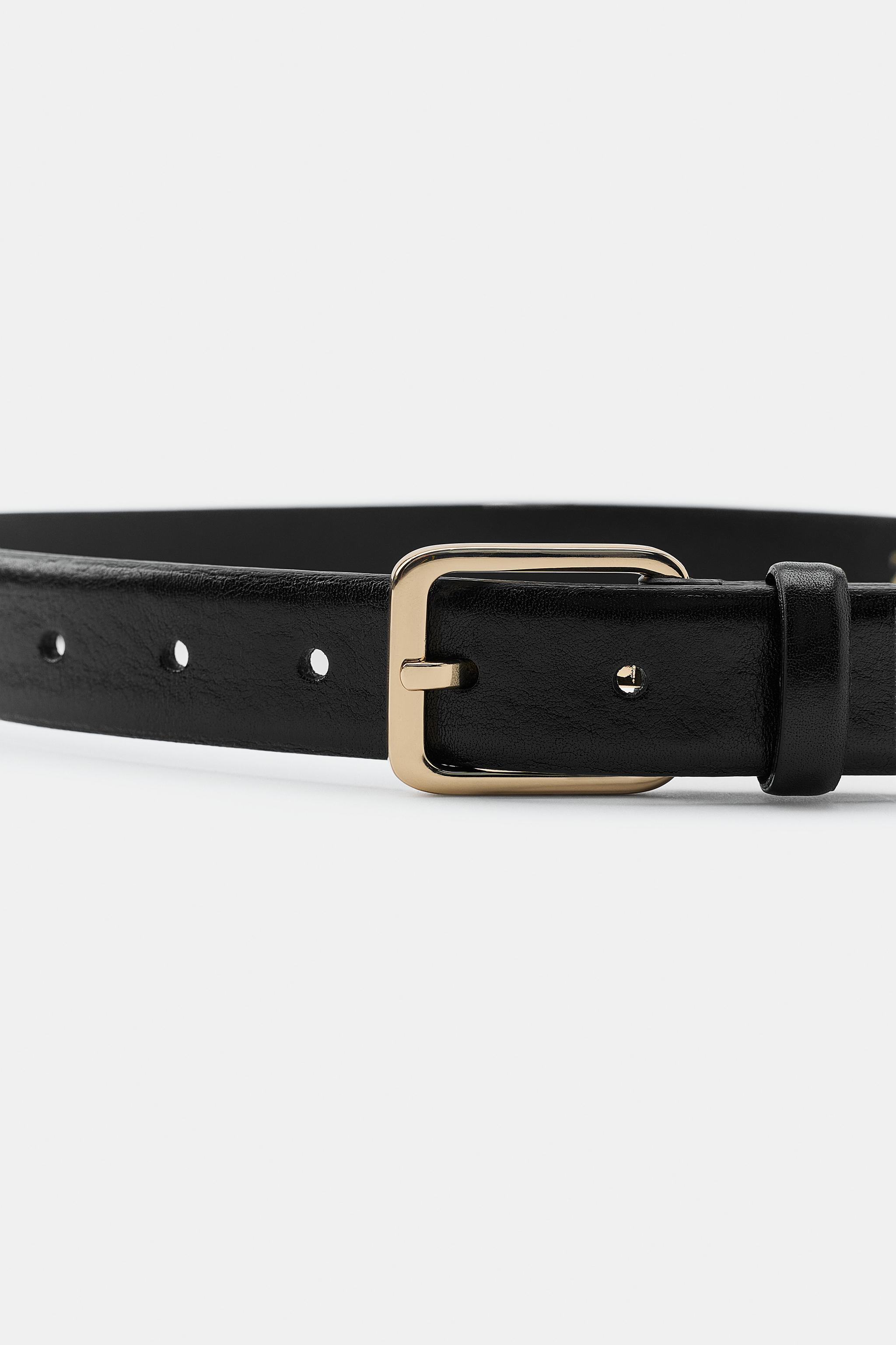 100% LEATHER BELT WITH SQUARE BUCKLE