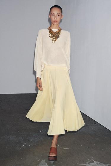 ZW COLLECTION FLARED MIDI SKIRT - Yellow by Zara - Image 3