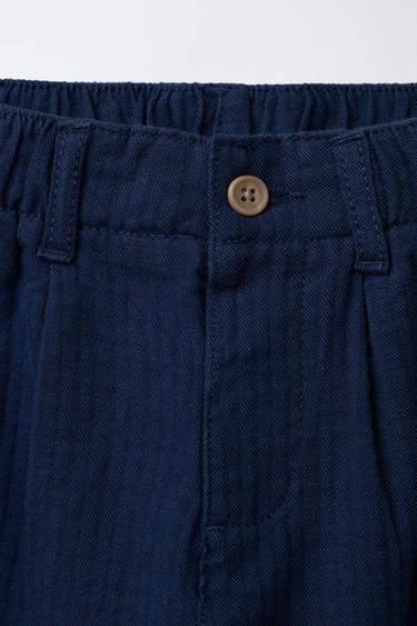 TEXTURED TROUSERS WITH LABEL - Navy blue by Zara - Image 2
