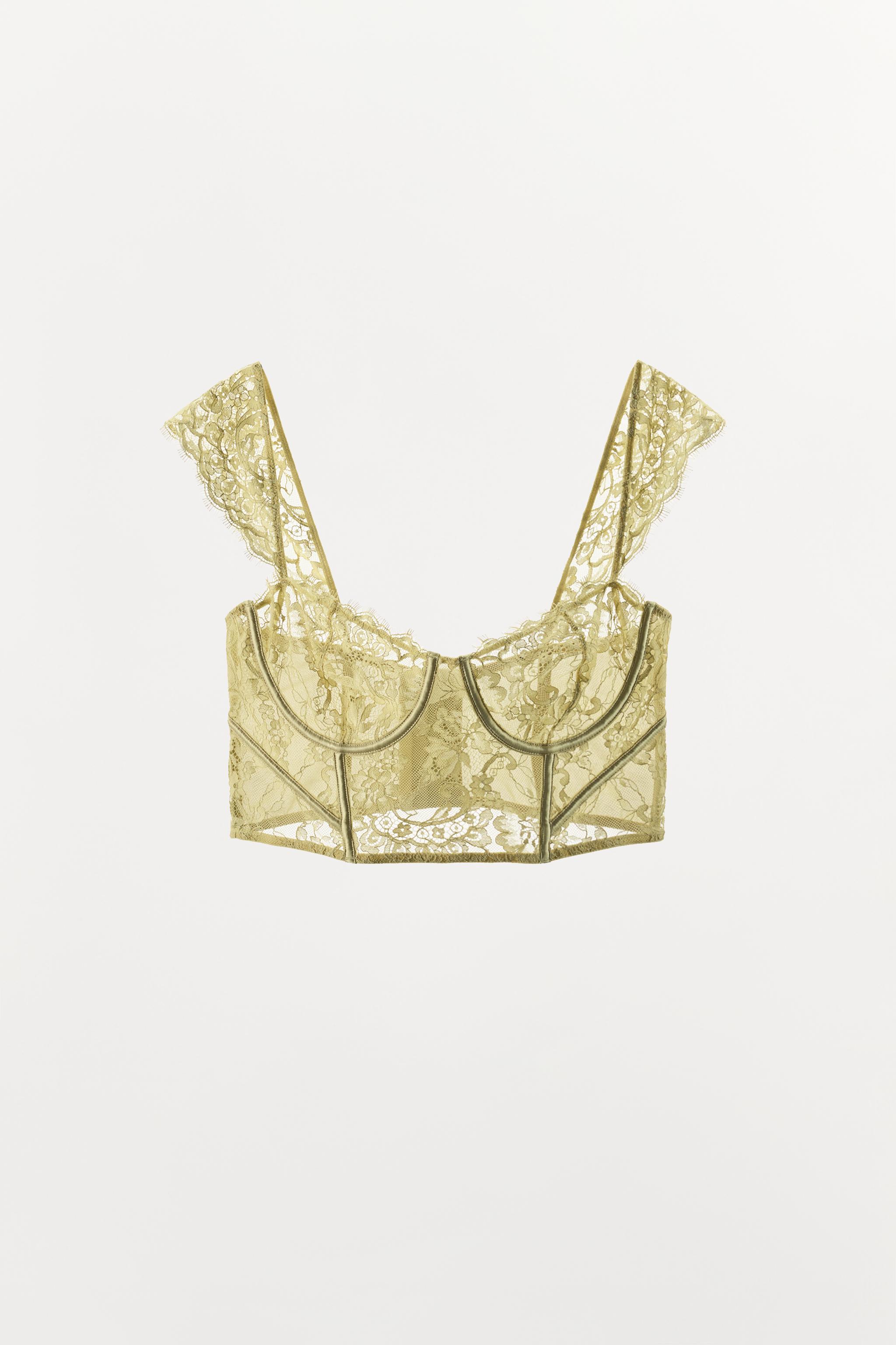 LACE UNDERWIRE BRA — Yellow