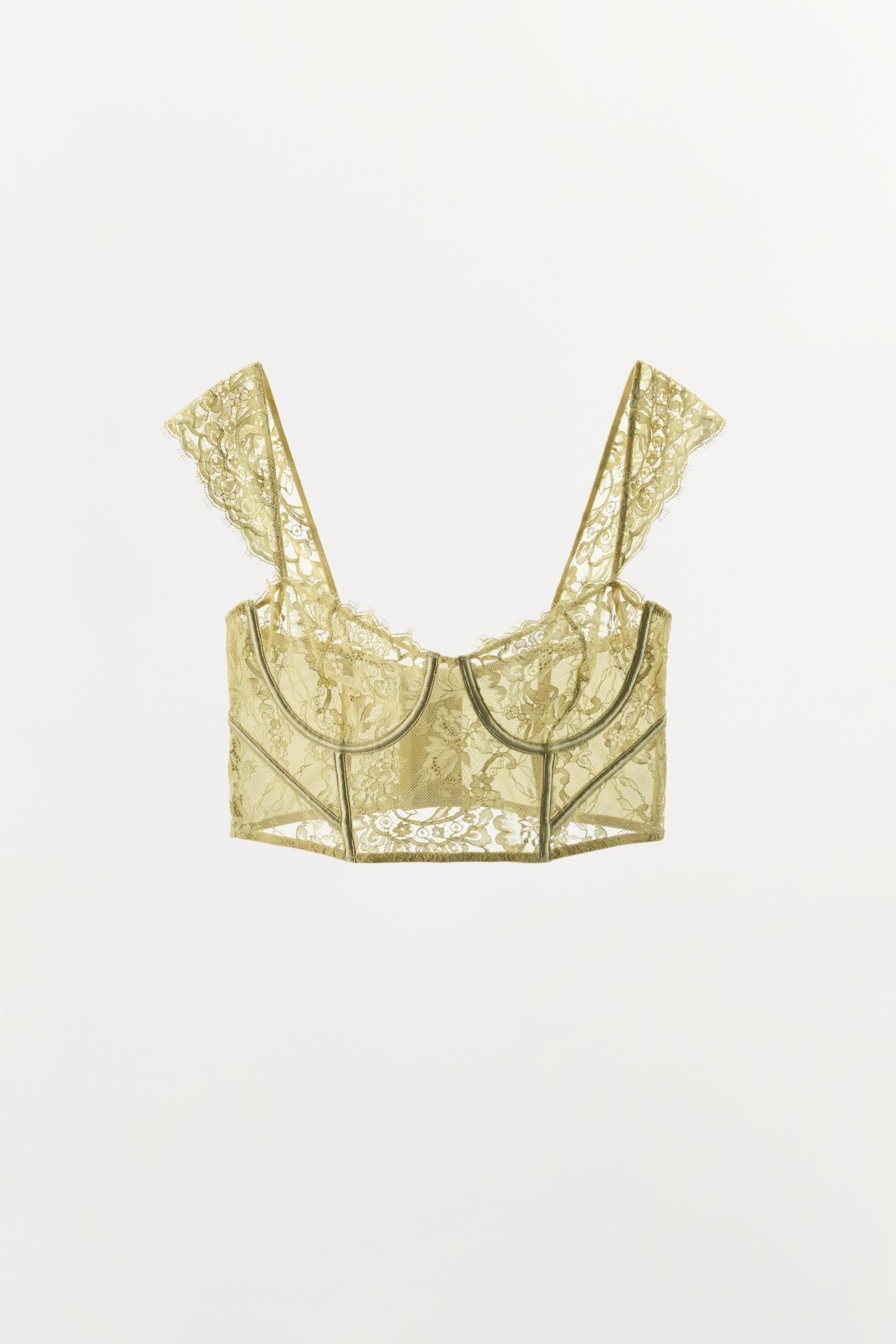 LACE UNDERWIRE BRA — Yellow
