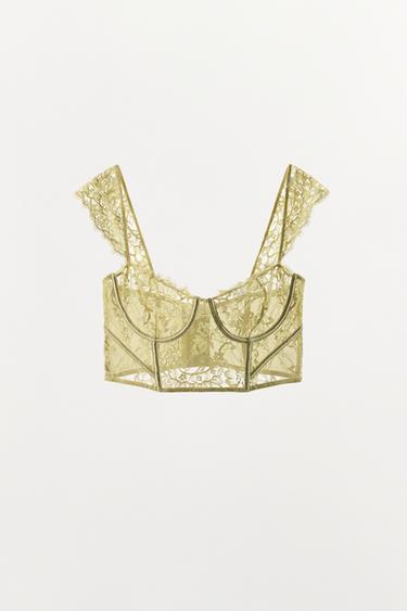 Zara LACE UNDERWIRE BRA - Yellow