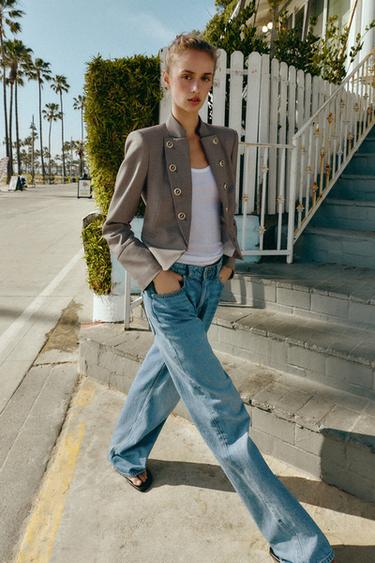 BLAZER مخنصر بأزرار طية صدر - مِحْمر الخاص بـ Zara