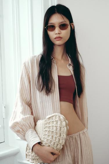 Zara CROCHET SHELL BAG - 淺米色