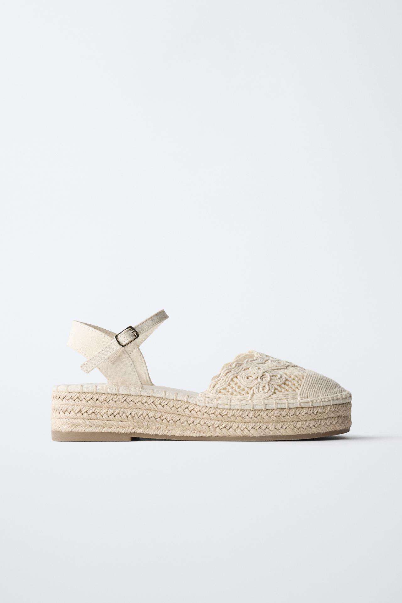 EMBROIDERED ESPADRILLES — Ecru White