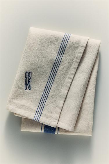 STRIPED COTTON TEA TOWEL - Blue by Zara