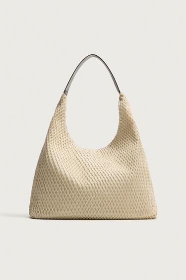 Zara 織物托特包 - 米白色