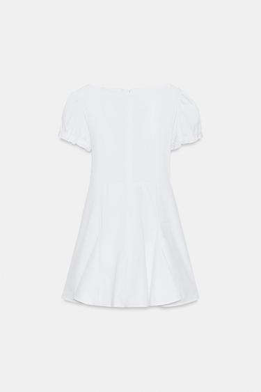 ROBE COURTE EN POPELINE À OUVERTURE - Blanc de Zara - Image 6