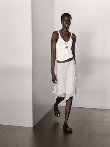 100% cotton tank top - Écru de Zara