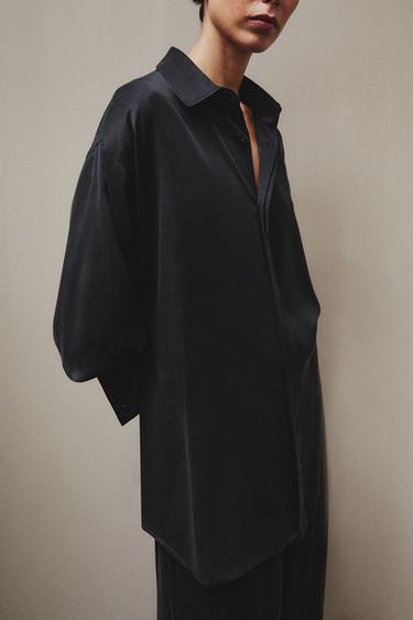 CHEMISE EN SOIE - Bleu de Zara - Image 5