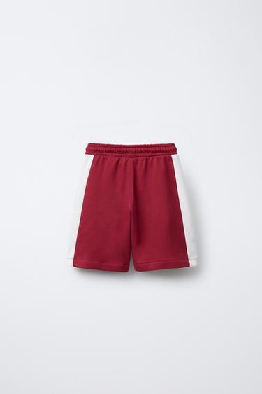 STRIPED T-SHIRT AND SPORTY BERMUDA SHORTS SET - Red by Zara - Image 4