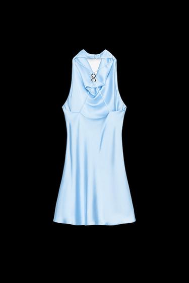 SATIN MINI DRESS - Pastel blue by Zara