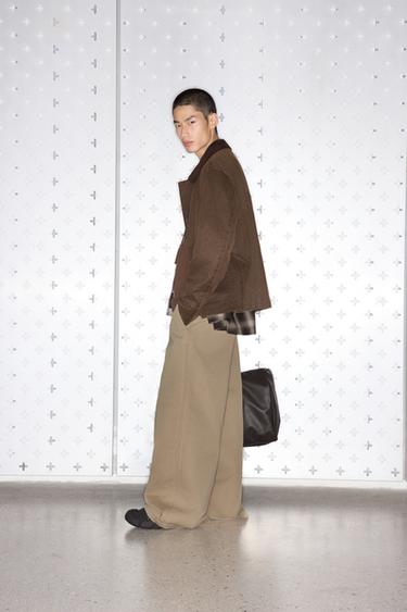 Zara 寬鬆版型休閒長褲 - 米色