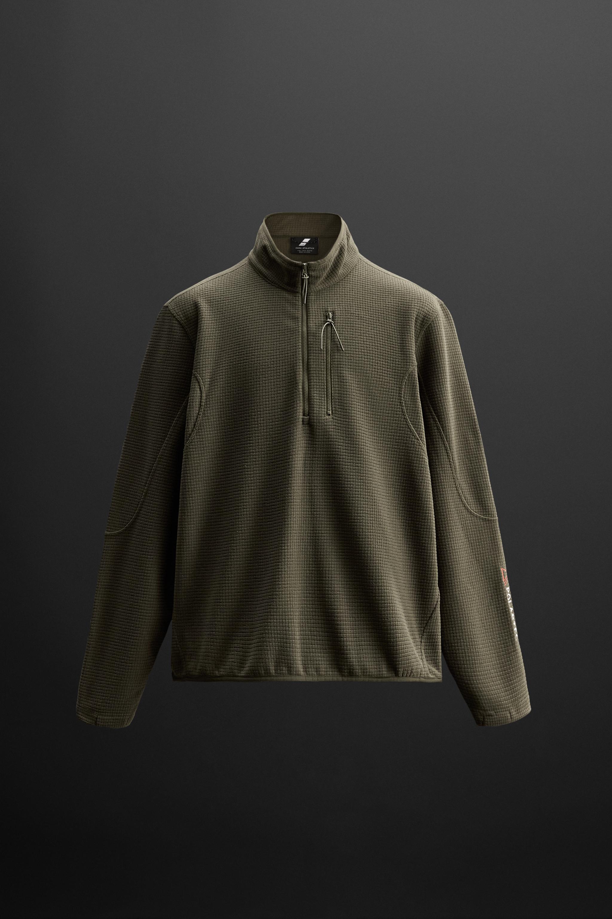 Polartec®ジッパーネック スウェットシャツ - グリーン | ZARA