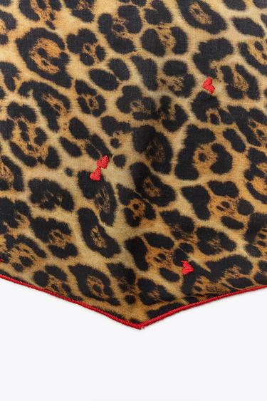 ANIMAL PRINT BANDANA WITH HEART EMBROIDERY - Leopard by Zara - Image 5