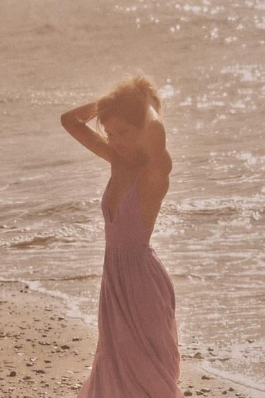 GAUZE MIDI DRESS - Pastel pink by Zara - Image 4