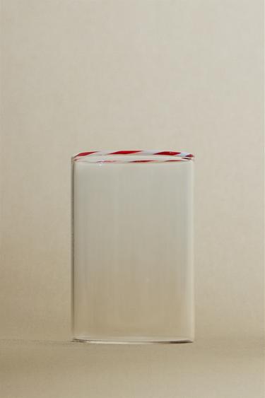 COPO DE BOROSSILICATO TIPO BASTÃO DE BALA DE NATAL - Vermelho da Zara