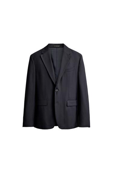 BLAZER ESTRUCTURA ESPIGA CON LANA - Marino de Zara
