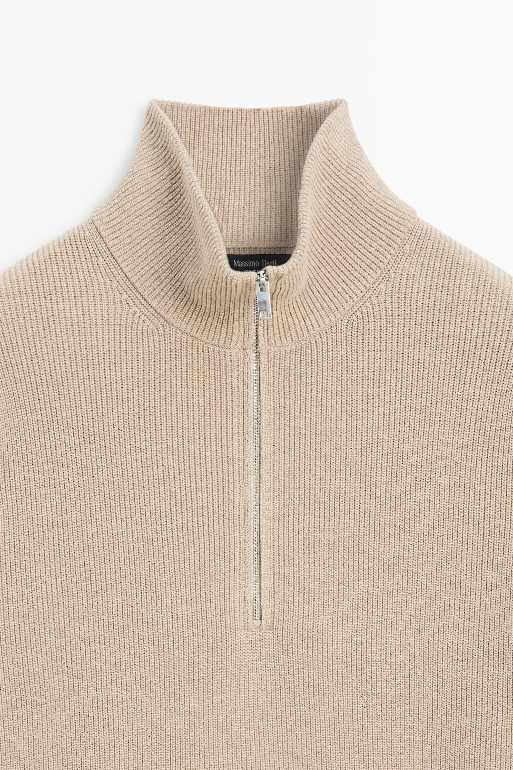 100% cotton mock neck knit sweater