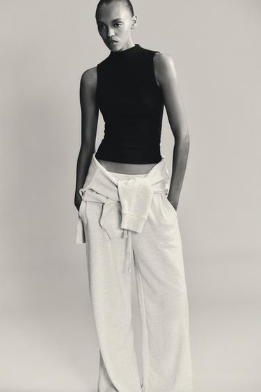 COTTON MODAL TOP - Black by Zara