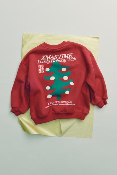 DECORATED TREE FLOCK SWEATSHIRT - Red by Zara