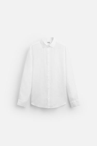 Zara 100% LINEN SHIRT - White