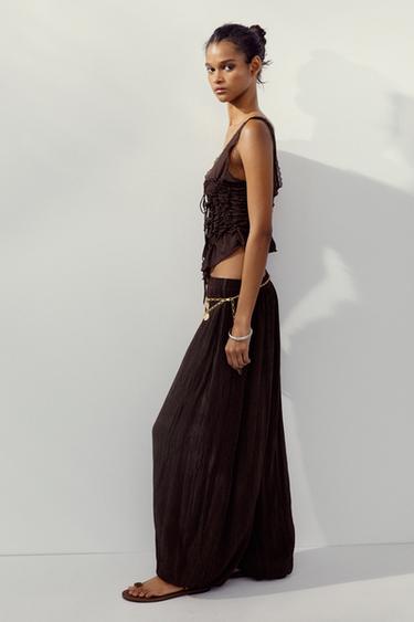 TOP À PLIS ET NŒUDS - Chocolat de Zara - Image 3