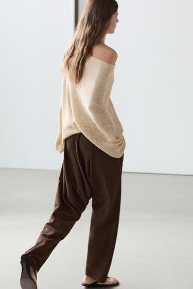 Zara Baggy trousers with pleated details - Brown