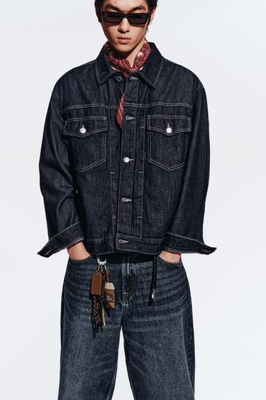 Zara 加大版型牛仔外套 - 靛青色