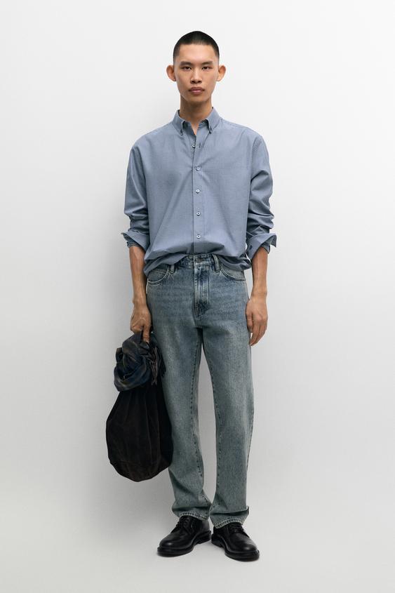 Chemise regular fit à carreaux - Bleu roi de Zara - Image 0