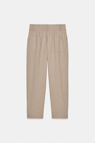 MID-WAIST TROUSERS WITH PLEATS AND ELASTICATED BACK - Sand by Zara - Image 6