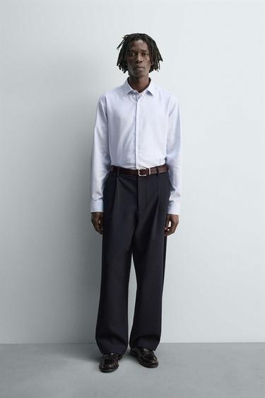 SLIM FIT TEXTURED SHIRT - Sky blue by Zara - Image 0