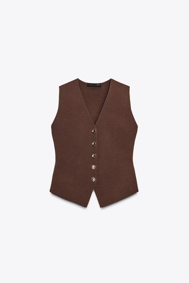 Zara SMOOTH KNIT VEST TOP - Light brown - Image 0