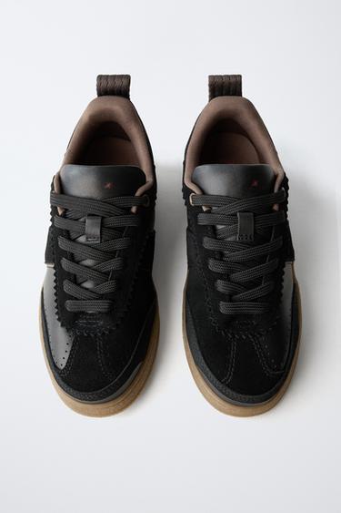 LEATHER SNEAKERS - Black by Zara - Image 4