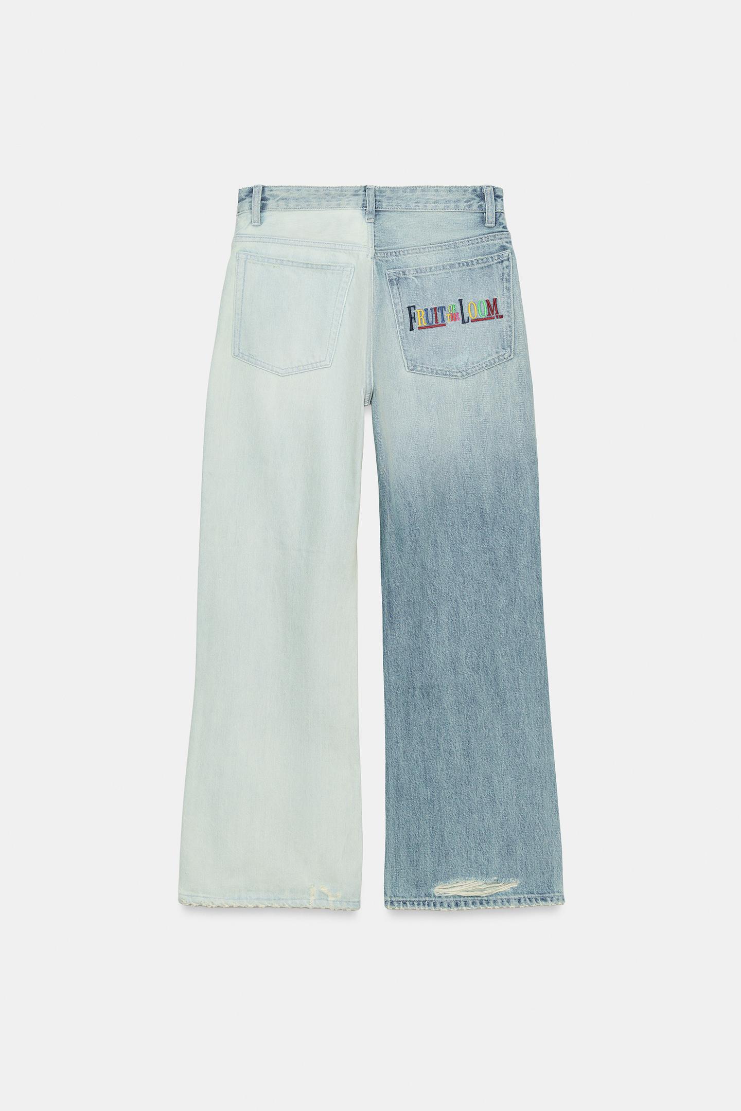 Женские джинсы Zara Fruit OF the Loom™ Contrast Boyfriend, цвет: Синий — фото 2