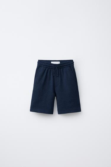 RUSTIC TERRY BERMUDA SHORTS - Blue by Zara