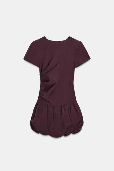 SHORT BALLOON DRESS - Aubergine by Zara