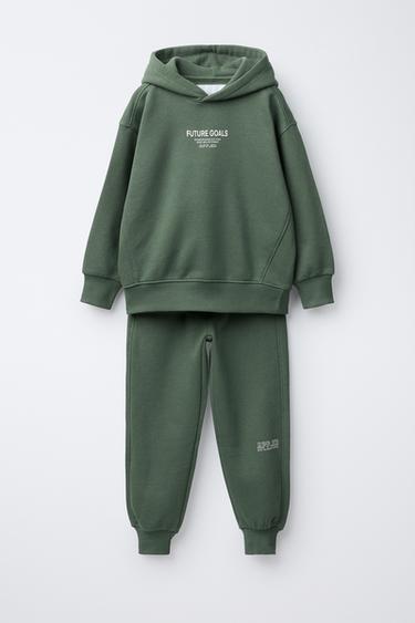 SLOGAN SWEATSHIRT AND JOGGERS SET - Mid-green by Zara - Image 0