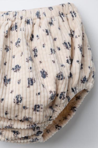 CORDUROY PINAFORE DRESS AND FLORAL KNICKERS SET - Ecru by Zara - Image 3