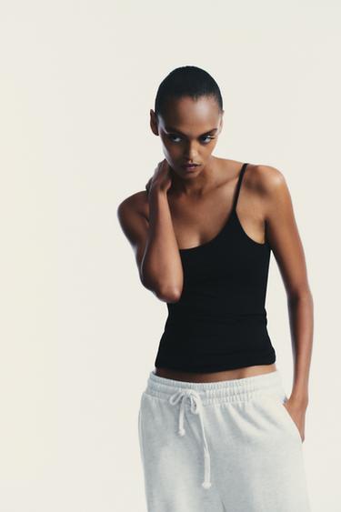 LYOCELL TOP T-SHIRT - Black by Zara