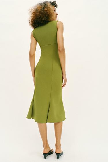 ROBE DÉCOLLETÉ EN CŒUR - Vert de Zara - Image 3