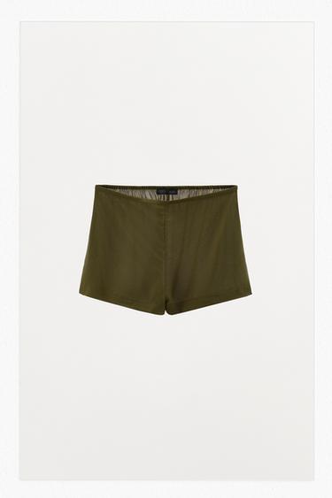 SHORTS MËNDAFSH 100% - E gjelbër nga Zara