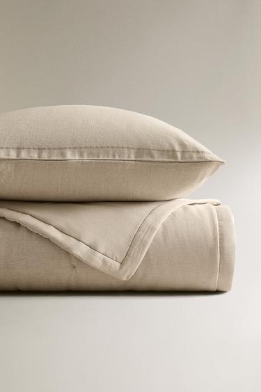 ÉDREDON LIN MATELASSÉ POIS - Beige clair de Zara