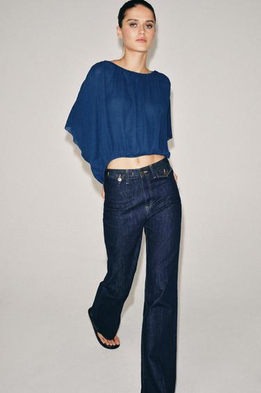 PUFF-SLEEVE KNIT JUMPER - Blue / Indigo by Zara